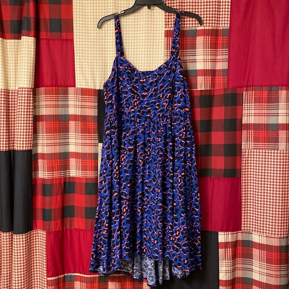 Torrid Mini Challis High-Low Skater Dress - blue animal print - Picture 4 of 6